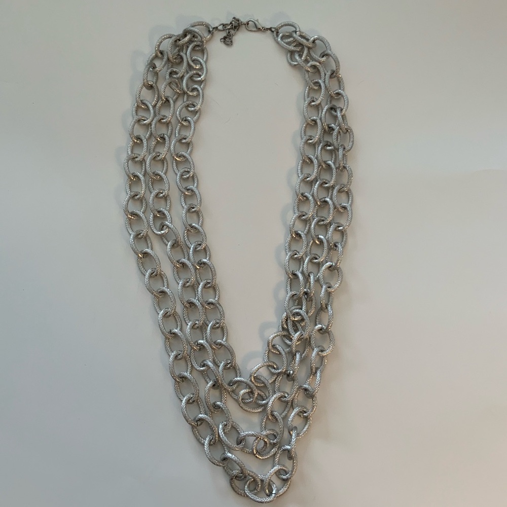 Statement Piece Drop Silver Necklace - image 2